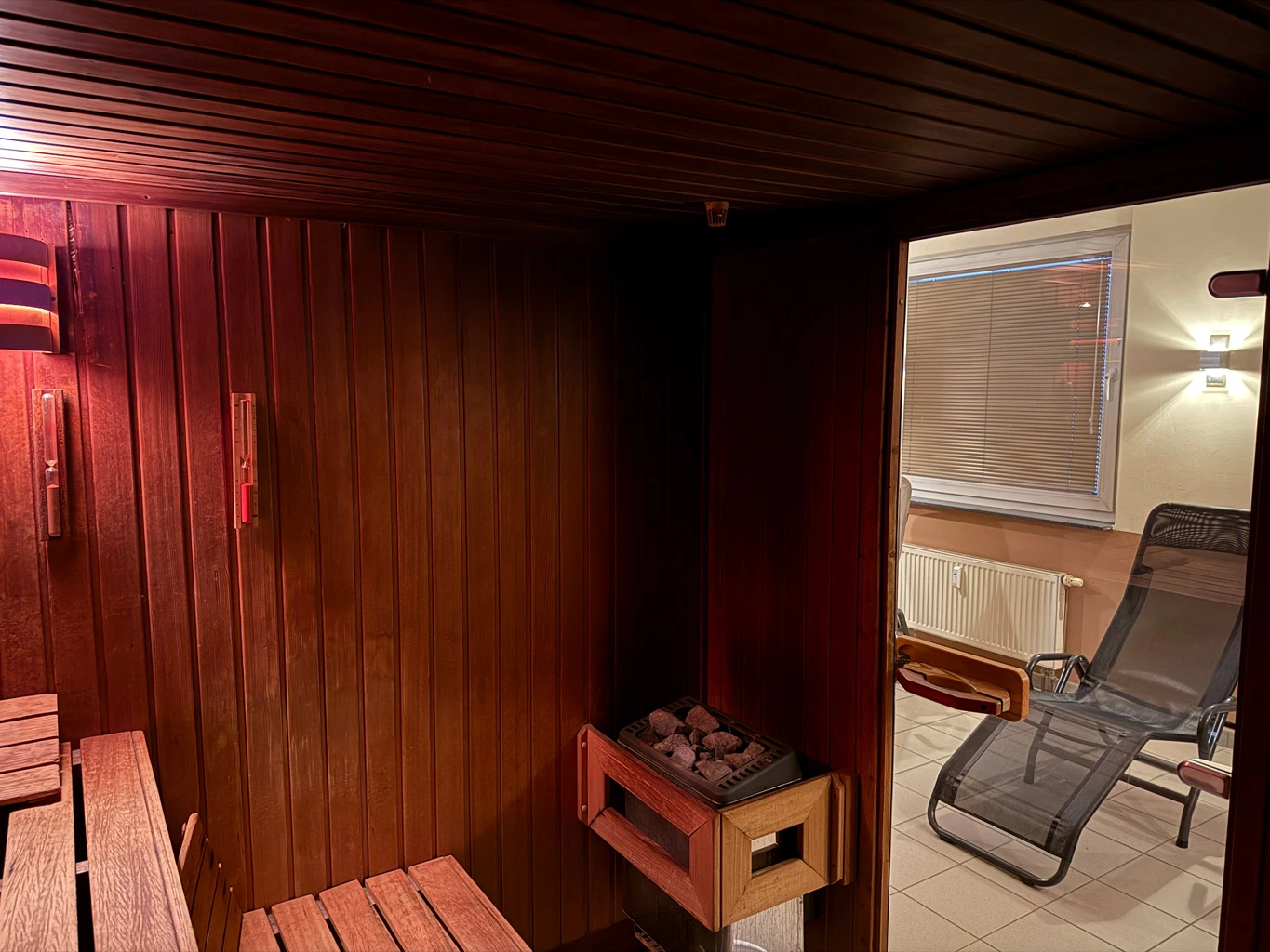Gesundheit in der Sauna Detailaufnahme der Sauna